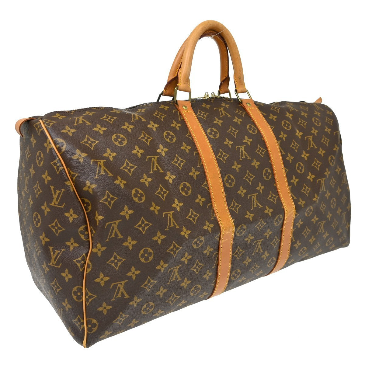 Louis Vuitton Keepall Bag Monogram Canvas Brown Canvas Travel Bag Bag (   )