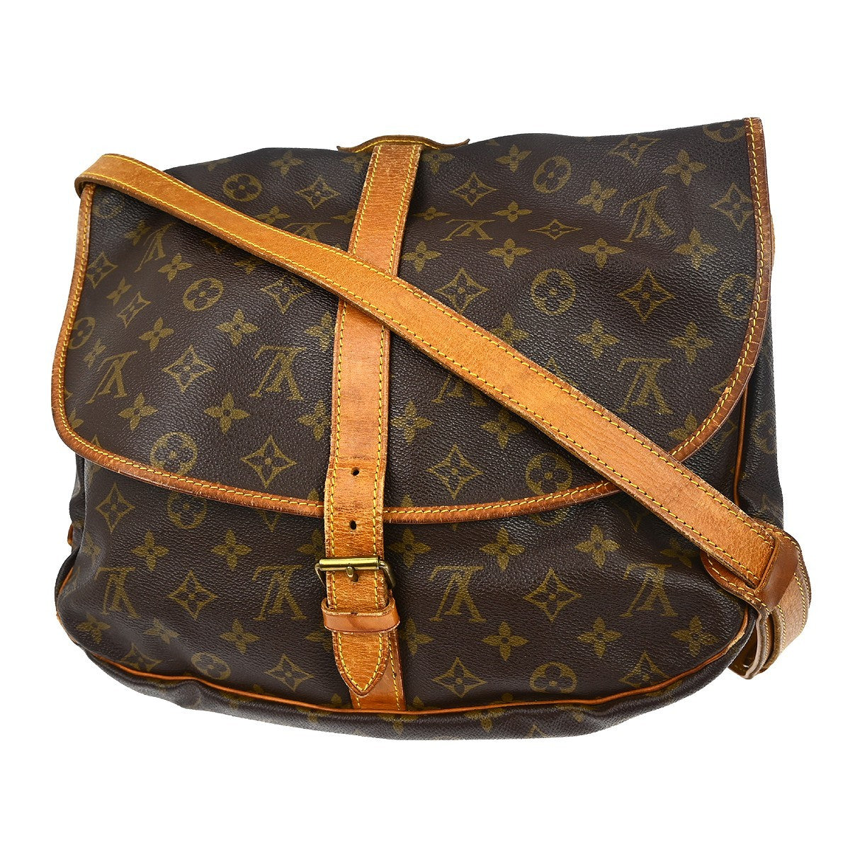 Louis Vuitton Saumur Handbag Monogram Canvas Brown Canvas Shoulder Bag Bag (   )