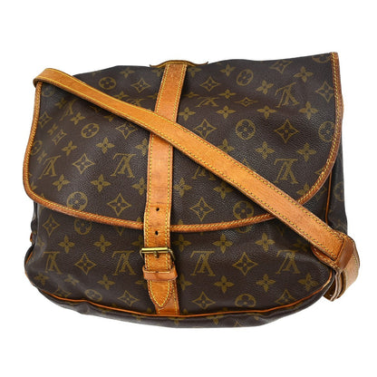 Louis Vuitton Saumur Handbag Monogram Canvas Brown Canvas Shoulder Bag Bag (   )
