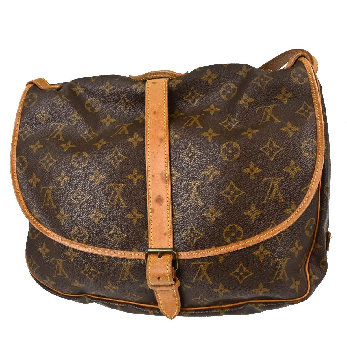 Louis Vuitton Saumur Handbag Monogram Canvas Brown Canvas Shoulder Bag Bag (   )
