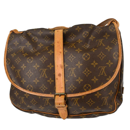 Louis Vuitton Saumur Handbag Monogram Canvas Brown Canvas Shoulder Bag Bag (   )