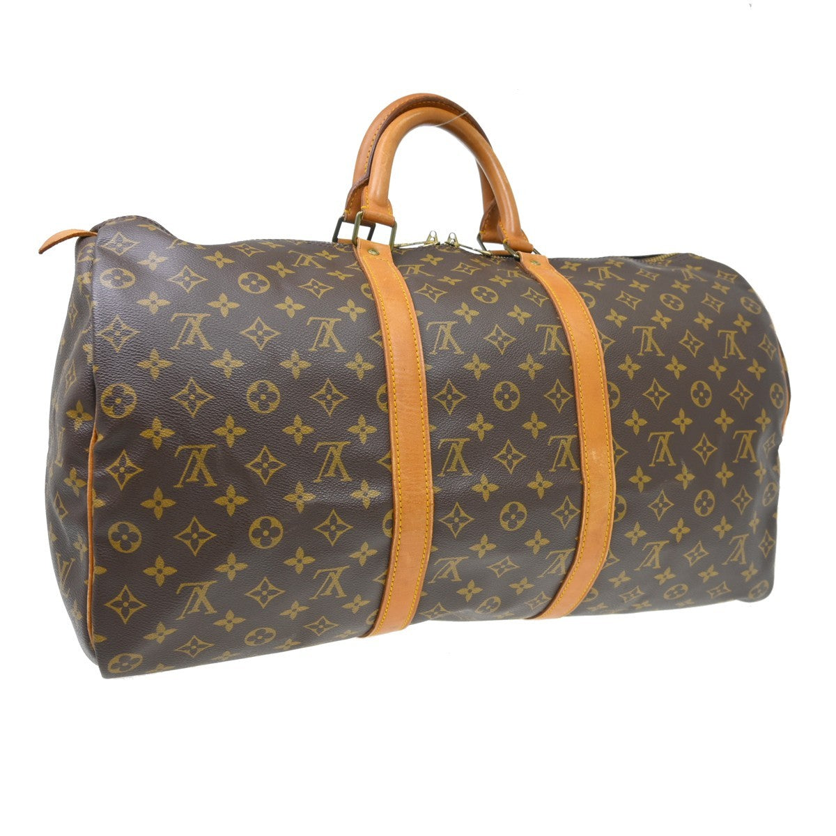 Louis Vuitton Keepall Bag Monogram Canvas Brown Canvas Travel Bag Bag (   )