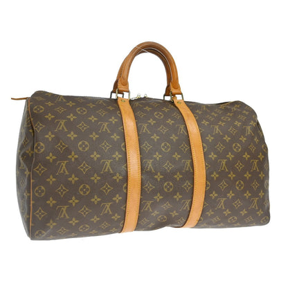 Louis Vuitton Keepall Bag Monogram Canvas Brown Canvas Travel Bag Bag (   )