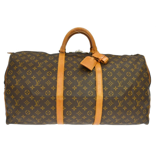Louis Vuitton Keepall Bag Monogram Canvas Brown Canvas Travel Bag Bag (   )