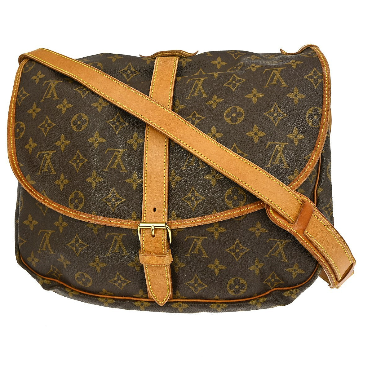 Louis Vuitton Saumur Handbag Monogram Canvas Brown Canvas Shoulder Bag Bag (   )