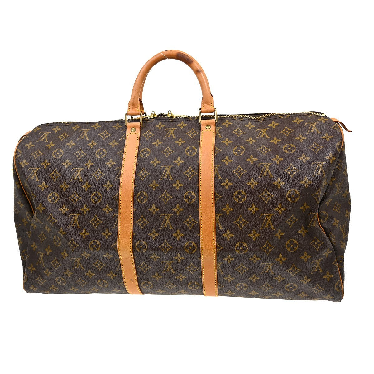 Louis Vuitton Keepall Bag Monogram Canvas Brown Canvas Travel Bag Bag (   )