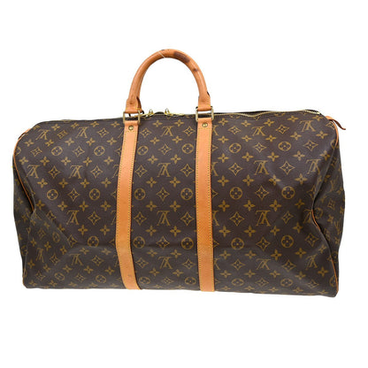 Louis Vuitton Keepall Bag Monogram Canvas Brown Canvas Travel Bag Bag (   )