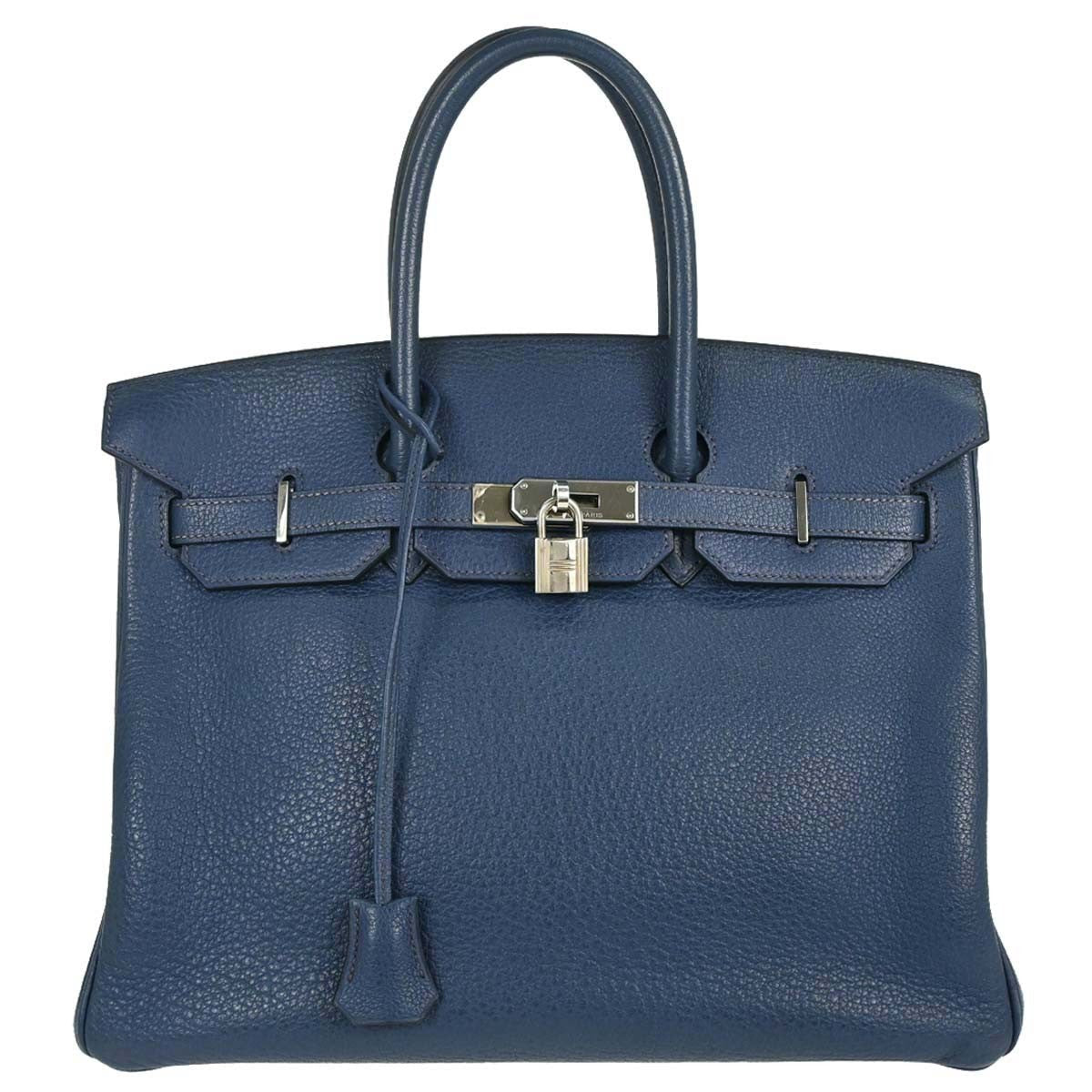 Hermes Birkin Handbag Blue Togo With Palladium Hardware Blue Leather Handbag (   )