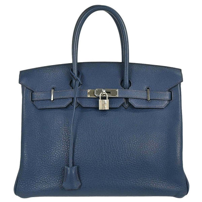Hermes Birkin Handbag Blue Togo With Palladium Hardware Blue Leather Handbag (   )