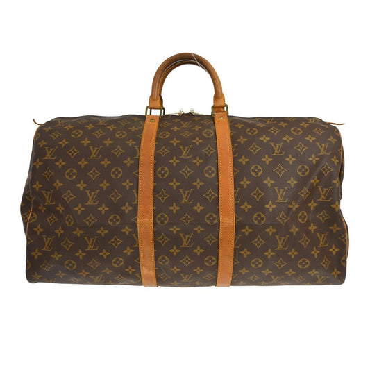 Louis Vuitton Keepall Bag Monogram Canvas Brown Canvas Travel Bag Bag (   )