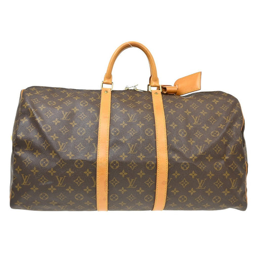 Louis Vuitton Keepall Bag Monogram Canvas Brown Canvas Travel Bag Bag (   )