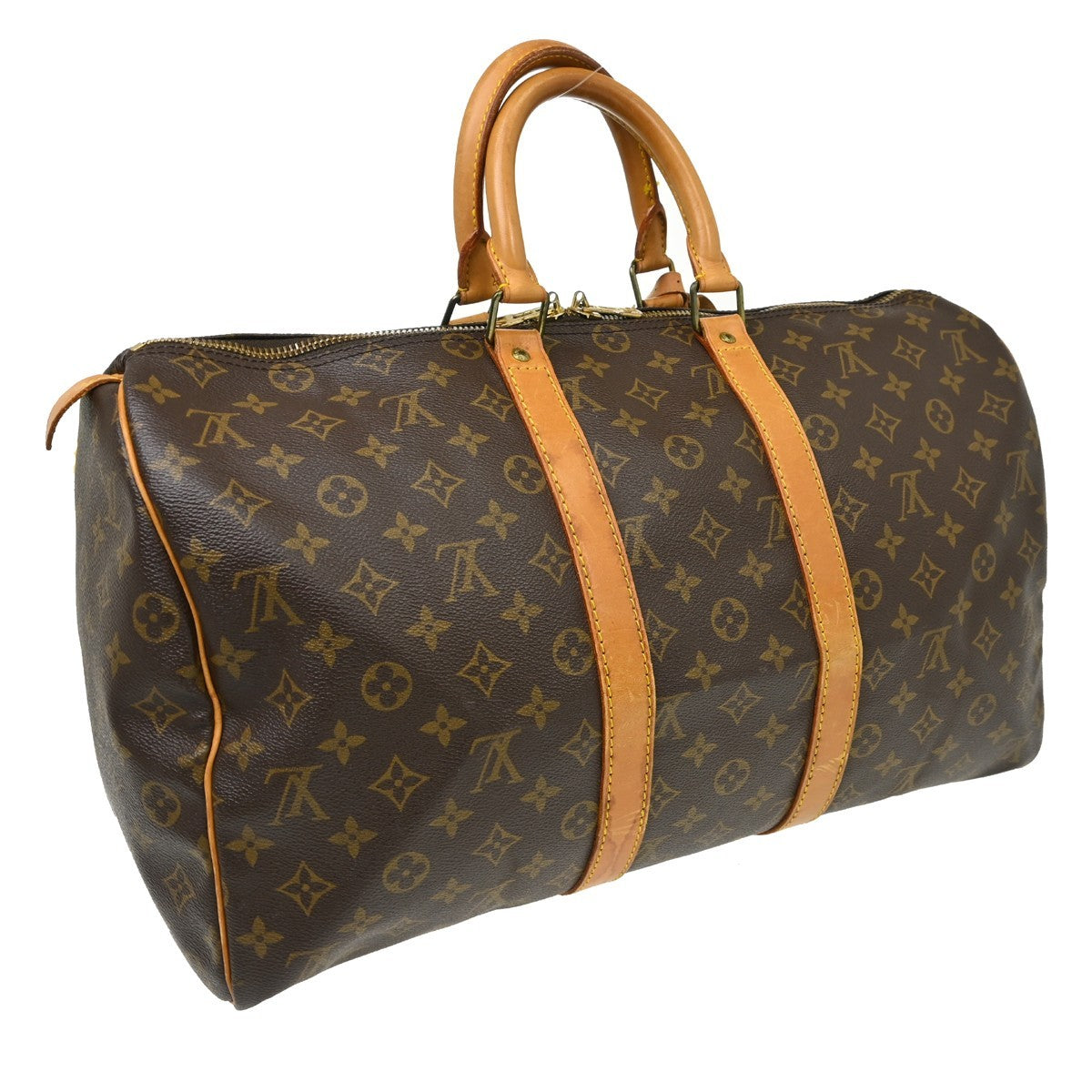 Louis Vuitton Keepall Bag Monogram Canvas Brown Canvas Travel Bag Bag (   )