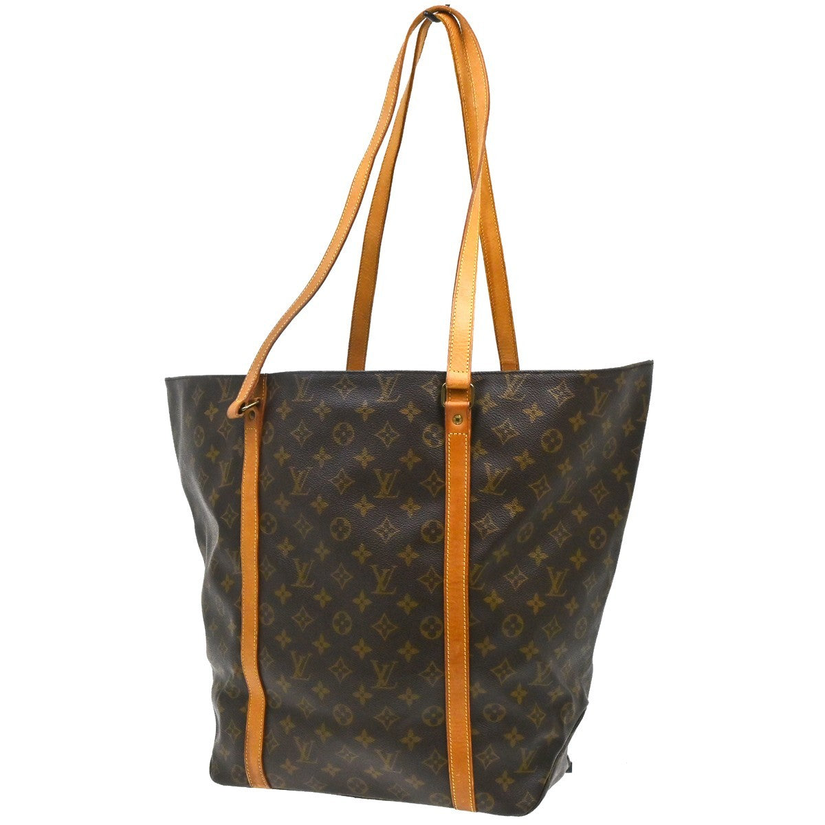 Louis Vuitton Shopping Sac Handbag Monogram Canvas Brown Canvas Tote Bag Bag (   )