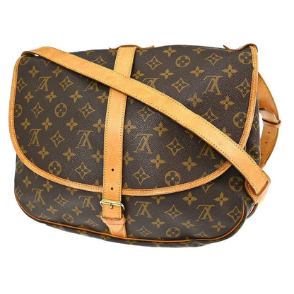 Louis Vuitton Saumur Handbag Monogram Canvas Brown Canvas Shoulder Bag Bag (   )