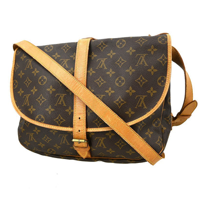 Louis Vuitton Saumur Handbag Monogram Canvas Brown Canvas Travel Bag Bag (   )