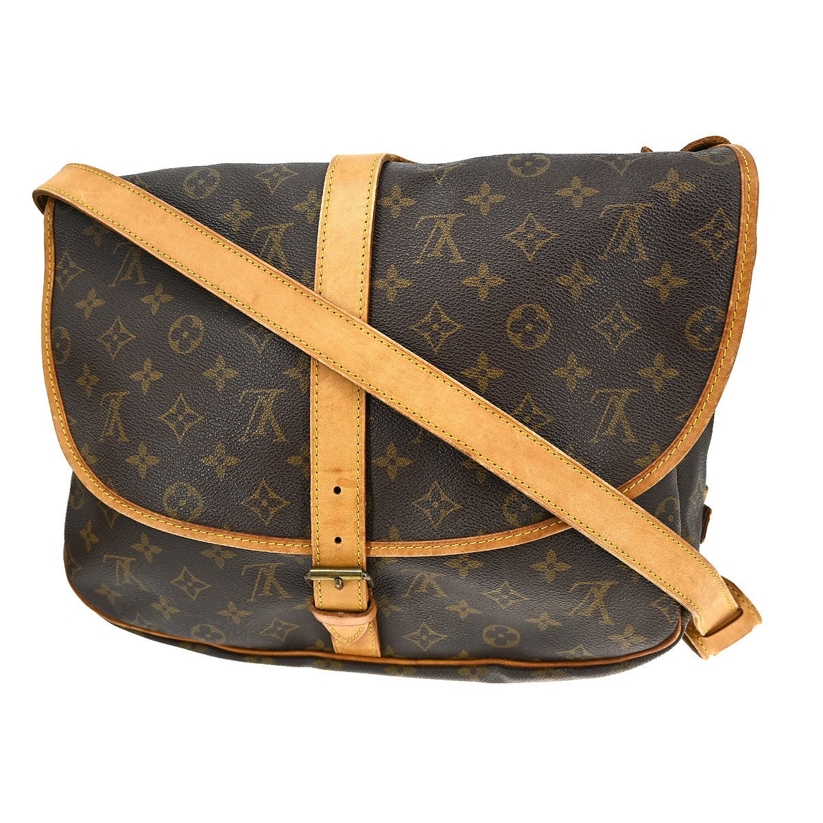 Louis Vuitton Saumur Handbag Monogram Canvas Brown Canvas Shoulder Bag Bag (   )