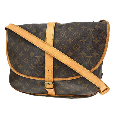 Louis Vuitton Saumur Handbag Monogram Canvas Brown Canvas Shoulder Bag Bag (   )
