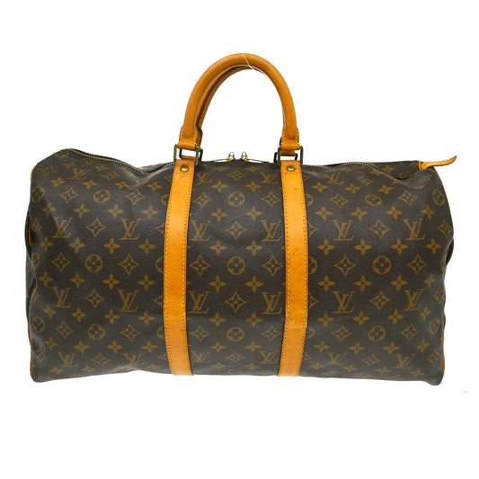 Louis Vuitton Keepall Bag Monogram Canvas Brown Canvas Travel Bag Bag (   )