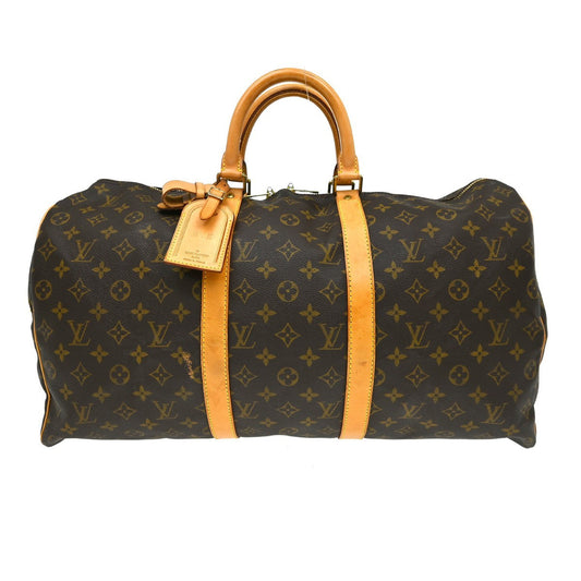 Louis Vuitton Keepall Bag Monogram Canvas Brown Canvas Travel Bag Bag (   )