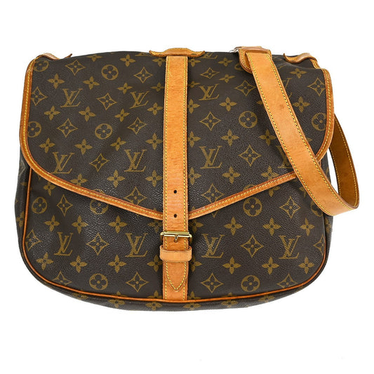 Louis Vuitton Saumur Handbag Monogram Canvas Brown Canvas Shoulder Bag Bag (   )