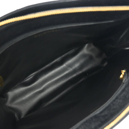 Chanel Vintage Zip Shoulder Bag Chevron Caviar Black Calfskin Shoulder Bag Bag (   )