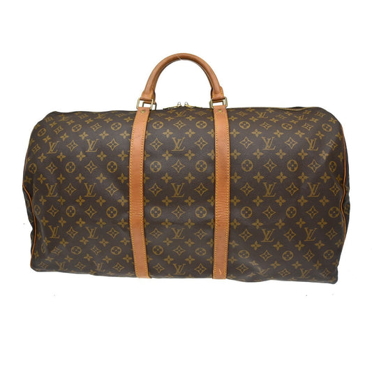Louis Vuitton Keepall Bag Monogram Canvas Brown Canvas Travel Bag Bag (   )