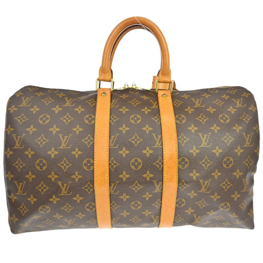 Louis Vuitton Keepall Bag Monogram Canvas Brown Canvas Travel Bag Bag (   )