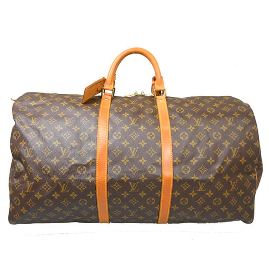 Louis Vuitton Keepall Bag Monogram Canvas Brown Canvas Travel Bag Bag (   )