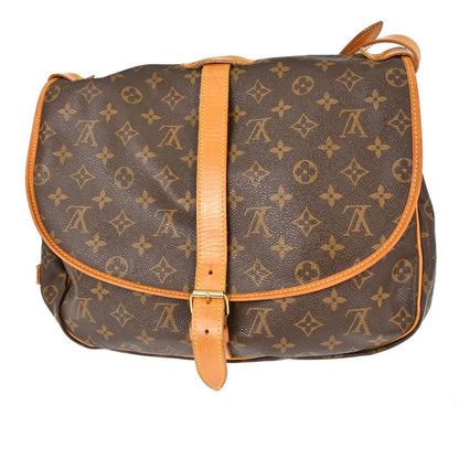 Louis Vuitton Saumur Handbag Monogram Canvas Brown Canvas Shoulder Bag Bag (   )