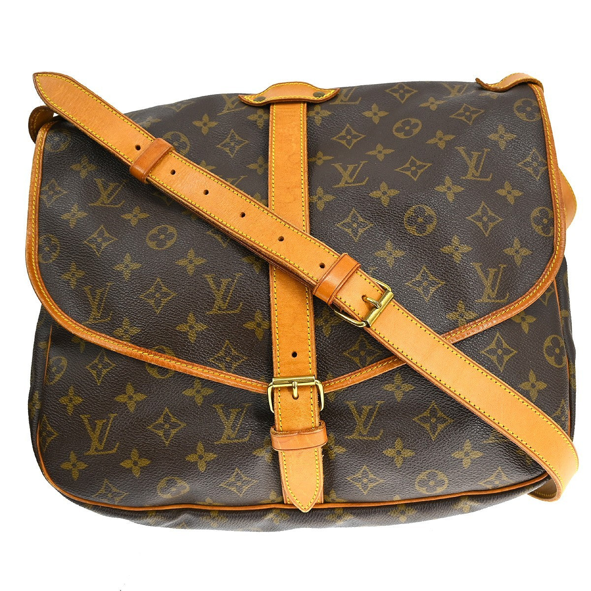 Louis Vuitton Saumur Handbag Monogram Canvas Brown Canvas Shoulder Bag Bag (   )