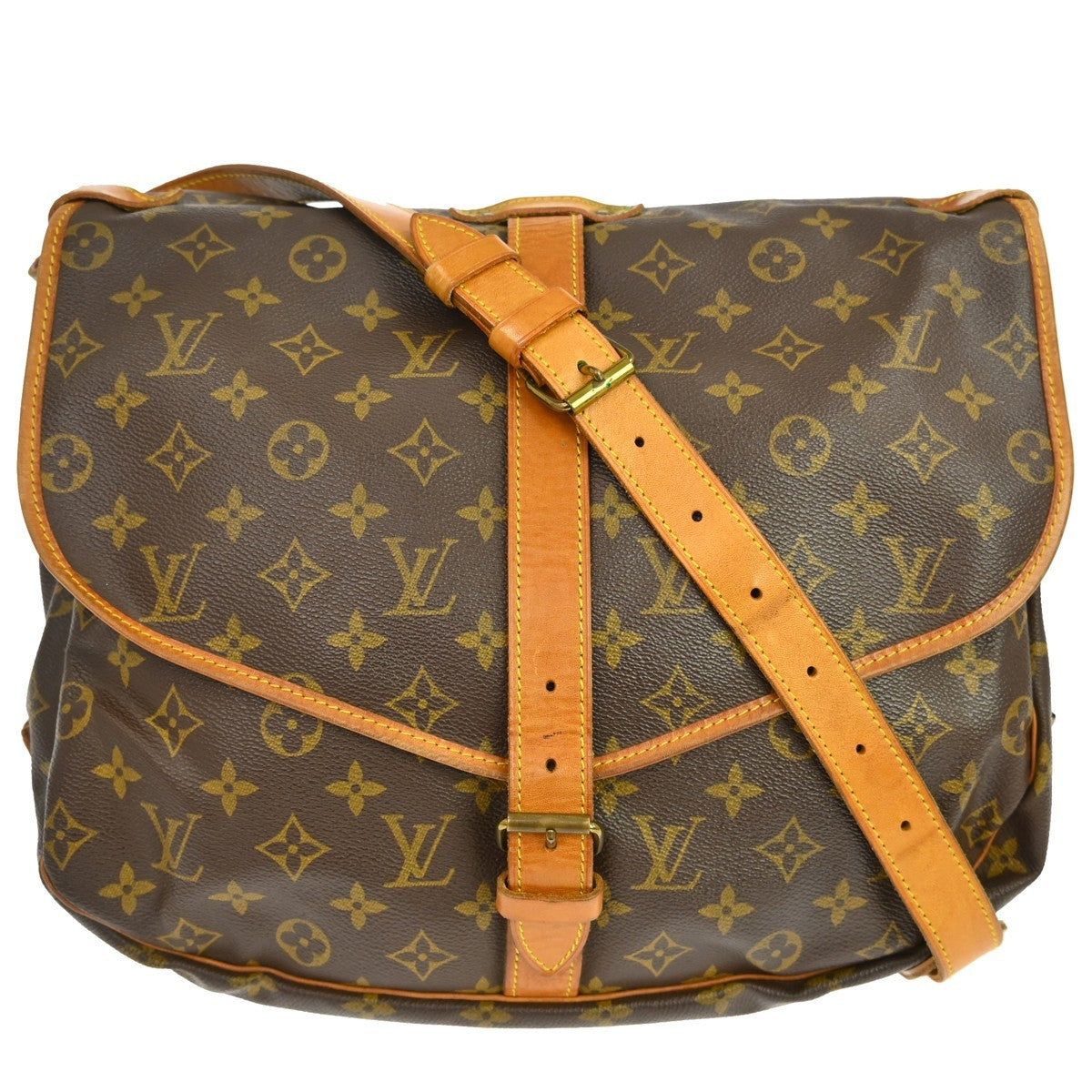 Louis Vuitton Saumur Handbag Monogram Canvas Brown Canvas Shoulder Bag Bag (   )