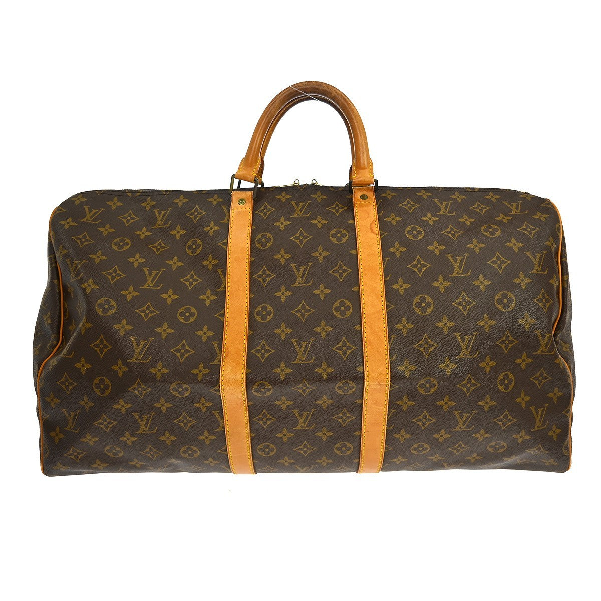 Louis Vuitton Keepall Bag Monogram Canvas Brown Canvas Handbag (   )