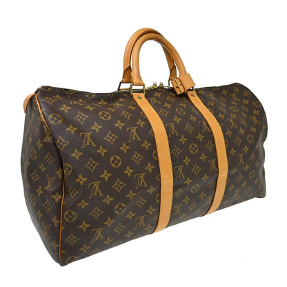 Louis Vuitton Keepall Bag Monogram Canvas Brown Canvas Travel Bag Bag (   )