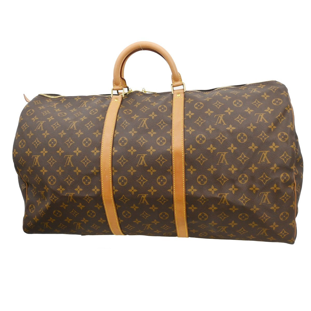 Louis Vuitton Keepall Bag Monogram Canvas Brown Canvas Travel Bag Bag (   )