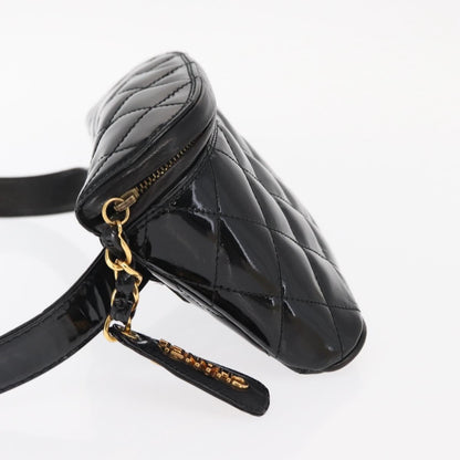 Chanel Vintage Zip Belt Bag Quilted Lambskin Black Patent_Leather Clutche & Pouche Bag (   )