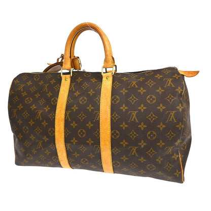 Louis Vuitton Keepall Bag Monogram Canvas Brown Canvas Travel Bag Bag (   )