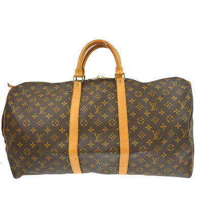 Louis Vuitton Keepall Bag Monogram Canvas Brown Canvas Travel Bag Bag (   )