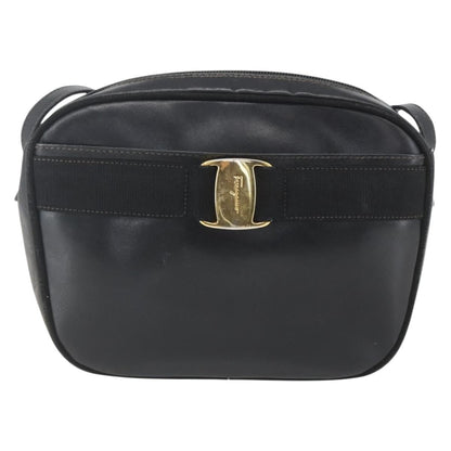 Salvatore Ferragamo Vara Bow Camera Shoulder Bag Patent Leather Black Leather Shoulder Bag Bag (   )