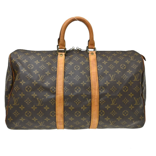 Louis Vuitton Keepall Bag Monogram Canvas Brown Canvas Travel Bag Bag (   )