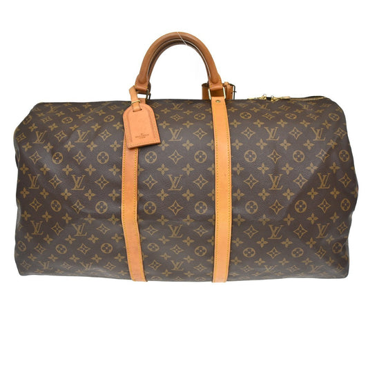 Louis Vuitton Keepall Bag Monogram Canvas Brown Canvas Travel Bag Bag (   )