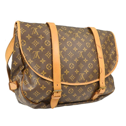Louis Vuitton Saumur Handbag Monogram Canvas Brown Canvas Shoulder Bag Bag (   )