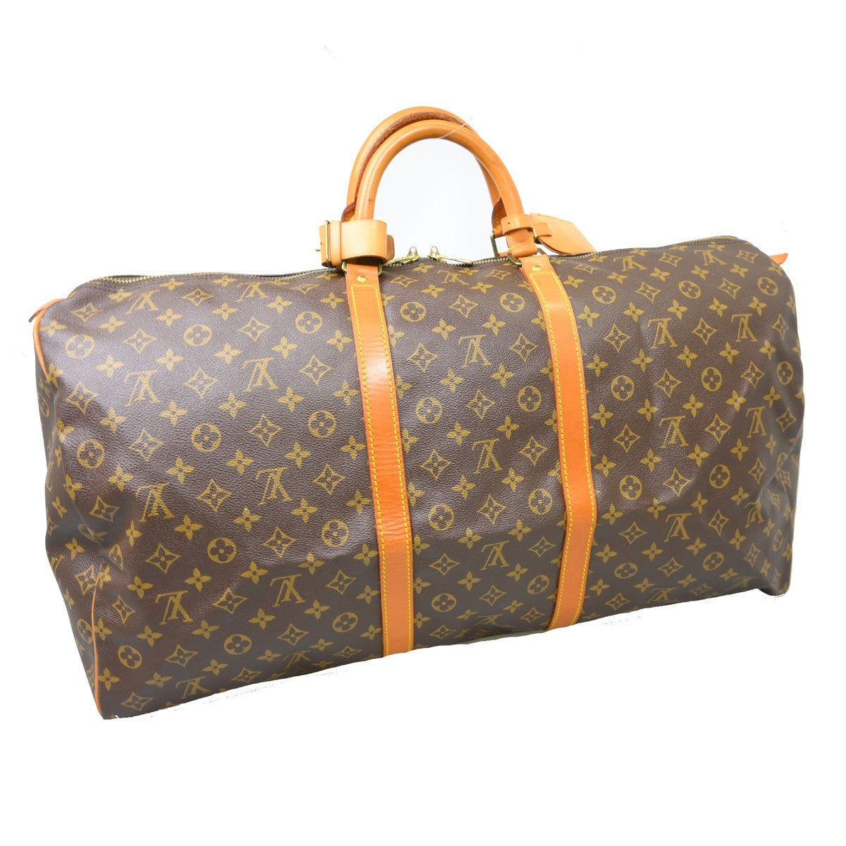 Louis Vuitton Keepall Bag Monogram Canvas Brown Canvas Travel Bag Bag (   )