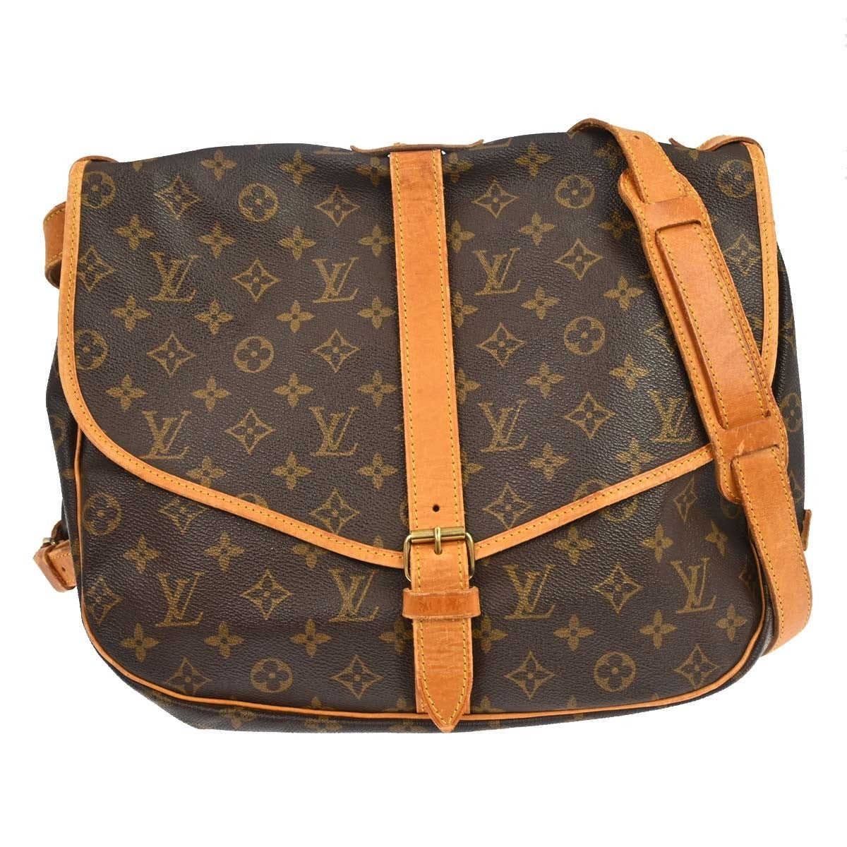 Louis Vuitton Saumur Handbag Monogram Canvas Brown Canvas Shoulder Bag Bag (   )