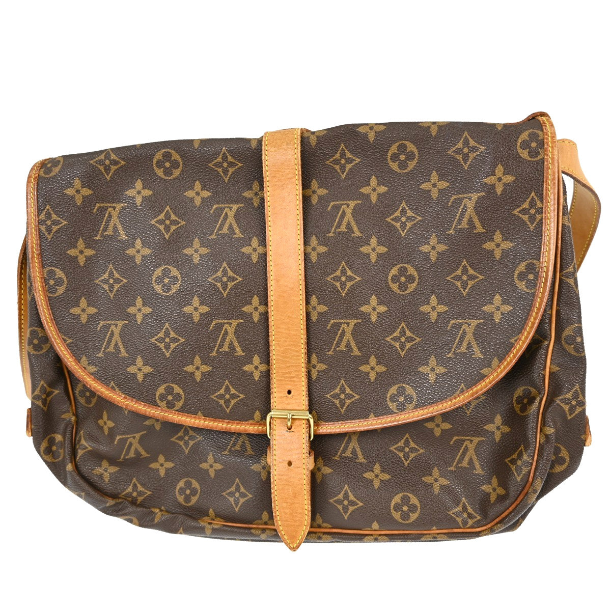 Louis Vuitton Saumur Handbag Monogram Canvas Brown Canvas Shoulder Bag Bag (   )