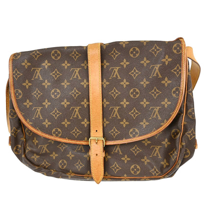 Louis Vuitton Saumur Handbag Monogram Canvas Brown Canvas Shoulder Bag Bag (   )