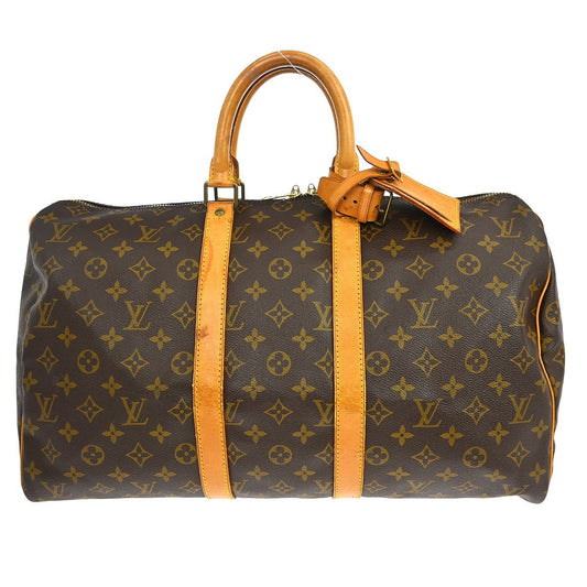 Louis Vuitton Keepall Bag Monogram Canvas Brown Canvas Travel Bag Bag (   )