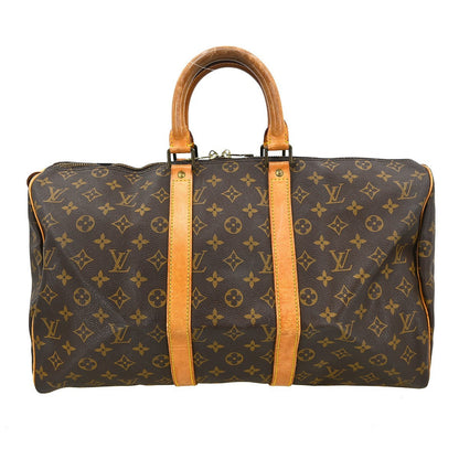 Louis Vuitton Keepall Bag Monogram Canvas Brown Canvas Travel Bag Bag (   )