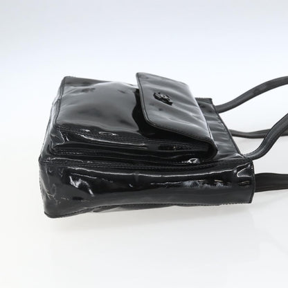 Chanel Vintage Flap Shoulder Bag Patent Leather Black Patent_Leather Shoulder Bag Bag (   )