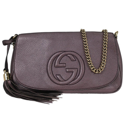 Gucci Soho Chain Crossbody Bag Leather Purple Leather Shoulder Bag Bag (   )