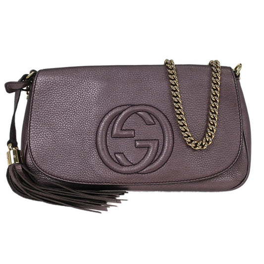 Gucci Soho Chain Crossbody Bag Leather Purple Leather Shoulder Bag Bag (   )